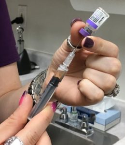 close-up of vaccine preparation